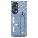 For Honor 70 Wristband Kickstand Card Wallet Back Cover Phone Case with Tool Knife(Blue)