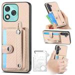 For Honor 400 Lite Global Wristband Kickstand Card Wallet Back Cover Phone Case with Tool Knife(Khaki)