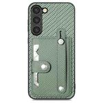 For Samsung Galaxy S23 5G Wristband Kickstand Wallet Back Phone Case with Tool Knife(Green)