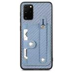 For Samsung Galaxy S20+ Wristband Kickstand Wallet Back Phone Case with Tool Knife(Blue)