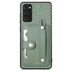 For Samsung Galaxy S20 FE Wristband Kickstand Wallet Back Phone Case with Tool Knife(Green)