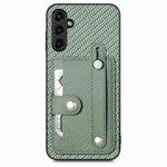 For Samsung Galaxy A14 5G Wristband Kickstand Wallet Back Phone Case with Tool Knife(Green)