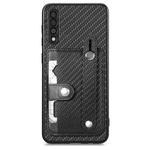 For Samsung Galaxy A50 Wristband Kickstand Wallet Back Phone Case with Tool Knife(Black)