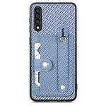 For Samsung Galaxy A50 Wristband Kickstand Wallet Back Phone Case with Tool Knife(Blue)