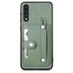 For Samsung Galaxy A50 Wristband Kickstand Wallet Back Phone Case with Tool Knife(Green)