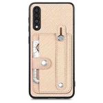 For Samsung Galaxy A50 Wristband Kickstand Wallet Back Phone Case with Tool Knife(Khaki)