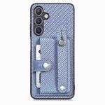 For Samsung Galaxy S24+ 5G Wristband Kickstand Wallet Back Phone Case with Tool Knife(Blue)