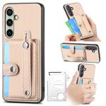 For Samsung Galaxy A36 Wristband Kickstand Wallet Back Phone Case with Tool Knife(Khaki)