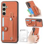 For Samsung Galaxy A56 5G Wristband Kickstand Wallet Back Phone Case with Tool Knife(Brown)