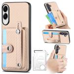 For Samsung Galaxy S25 Edge 5G Wristband Kickstand Wallet Back Phone Case with Tool Knife(Khaki)