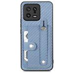 For Xiaomi 13 Wristband Kickstand Card Wallet Back Phone Case with Tool Knife(Blue)