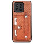 For Xiaomi 13 Wristband Kickstand Wallet Back Phone Case with Tool Knife(Brown)