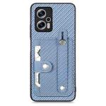 For Redmi Note 11T Pro 5G Wristband Kickstand Wallet Back Phone Case with Tool Knife(Blue)