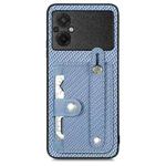 For Xiaomi POCO M5 4G Wristband Kickstand Wallet Back Phone Case with Tool Knife(Blue)