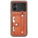 For Xiaomi POCO M5 4G Wristband Kickstand Wallet Back Phone Case with Tool Knife(Brown)