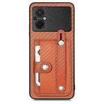 For Xiaomi POCO M5 4G Wristband Kickstand Card Wallet Back Phone Case with Tool Knife(Brown)