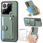 For Xiaomi 15 Wristband Kickstand Card Wallet Back Phone Case with Tool Knife(Green)
