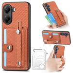 For Redmi Turbo 4 Wristband Kickstand Card Wallet Back Phone Case with Tool Knife(Brown)