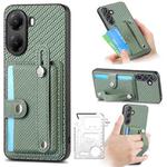 For Xiaomi Poco X7 Pro Wristband Kickstand Card Wallet Back Phone Case with Tool Knife(Green)