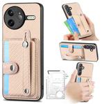 For Redmi K80 Pro / Poco F7 Ultra Wristband Kickstand Card Wallet Back Phone Case with Tool Knife(Khaki)