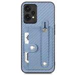 For OnePlus Nord CE2 Lite 5G Wristband Kickstand Wallet Back Phone Case with Tool Knife(Blue)