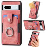 For Google Pixel 7A Retro Skin-feel Ring Card Wallet Phone Case(Pink)