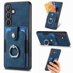 For Samsung Galaxy S24+ 5G Retro Skin-feel Ring Card Wallet Phone Case(Blue)