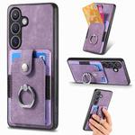 For Samsung Galaxy S24+ 5G Retro Skin-feel Ring Card Wallet Phone Case(Purple)