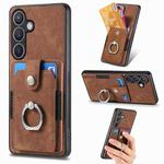 For Samsung Galaxy S24+ 5G Retro Skin-feel Ring Card Wallet Phone Case(Brown)