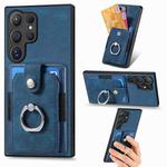 For Samsung Galaxy S24 Ultra 5G Retro Skin-feel Ring Card Wallet Phone Case(Blue)