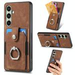 For Samsung Galaxy A56 5G Retro Skin-feel Ring Card Wallet Phone Case(Brown)
