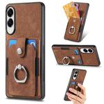 For Samsung Galaxy S25 Edge 5G Retro Skin-feel Ring Card Wallet Phone Case(Brown)