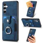 For Samsung Galaxy A35 5G Retro Skin-feel Ring Card Wallet Phone Case(Blue)
