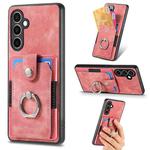 For Samsung Galaxy S24 FE 5G Retro Skin-feel Ring Card Wallet Phone Case(Pink)