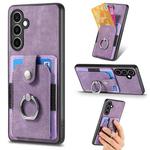 For Samsung Galaxy S24 FE 5G Retro Skin-feel Ring Card Wallet Phone Case(Purple)