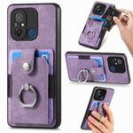 For Redmi 12C Retro Skin-feel Ring Card Wallet Phone Case(Purple)