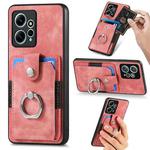 For Redmi Note 12 4G Retro Skin-feel Ring Card Wallet Phone Case(Pink)