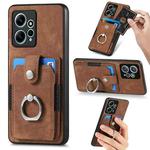 For Redmi Note 12 4G Retro Skin-feel Ring Card Wallet Phone Case(Brown)