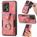 For Redmi Note 12 Pro+ Retro Skin-feel Ring Card Wallet Phone Case(Pink)
