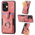 For OnePlus Nord CE 3 Lite Retro Skin-feel Ring Card Wallet Phone Case(Pink)