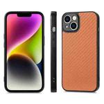 For iPhone XR Carbon Fiber Texture Leather Back Cover Phone Case(Brown)