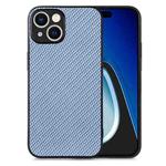 For  iPhone 15 Carbon Fiber Texture Leather Back Phone Case(Blue)