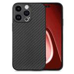 For iPhone 15 Pro Max Carbon Fiber Texture Leather Back Phone Case(Black)