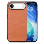 For iPhone Air Carbon Fiber Texture Leather Back Phone Case(Brown)