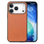 For iPhone 17 Pro Carbon Fiber Texture Leather Back Phone Case(Brown)