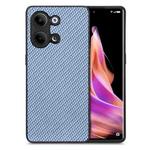 For OPPO Reno9 Carbon Fiber Texture Leather Back Cover Phone Case(Blue)