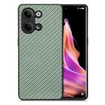 For OPPO Reno9 Carbon Fiber Texture Leather Back Cover Phone Case(Green)