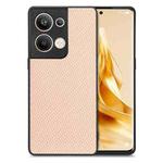 For OPPO Reno9 Pro+ Carbon Fiber Texture Leather Back Cover Phone Case(Khaki)