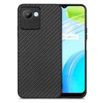 For Realme C30 Carbon Fiber Texture Leather Back Cover Phone Case(Black)