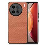 For vivo X90 Pro Carbon Fiber Texture Leather Back Cover Phone Case(Brown)